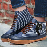Süße flache Stiefel mit Katzenmuster